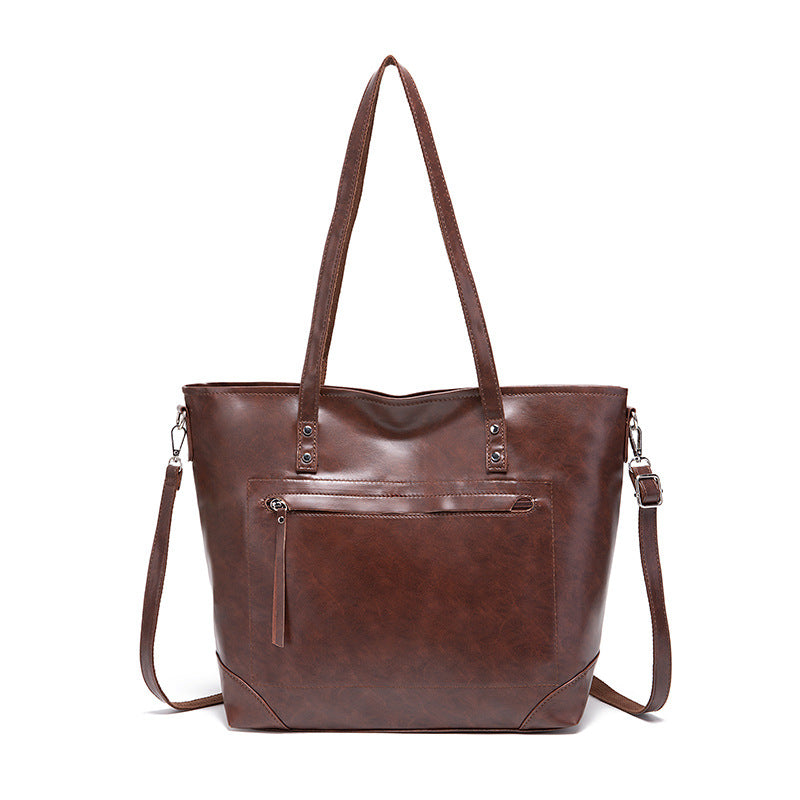Retro Oil Wax Skin Leisure Tote Handbag Travel Handbag