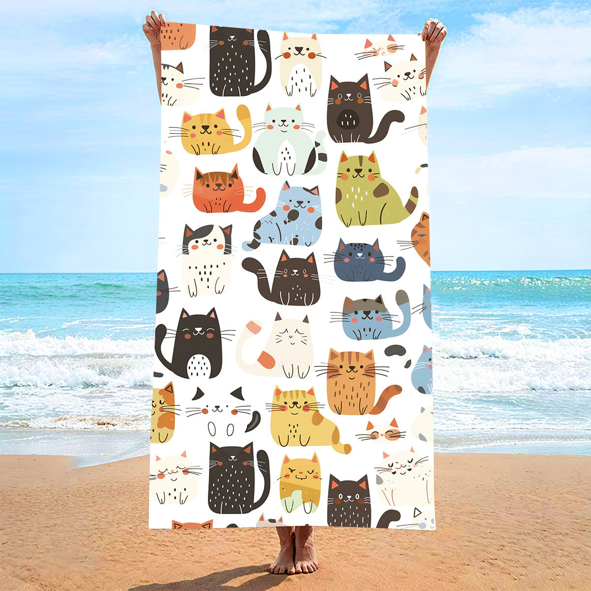 Moisture Absorption Quick-drying And Soft Skin-friendly Double-sided Velvet Beach Towel Polyester Brocade