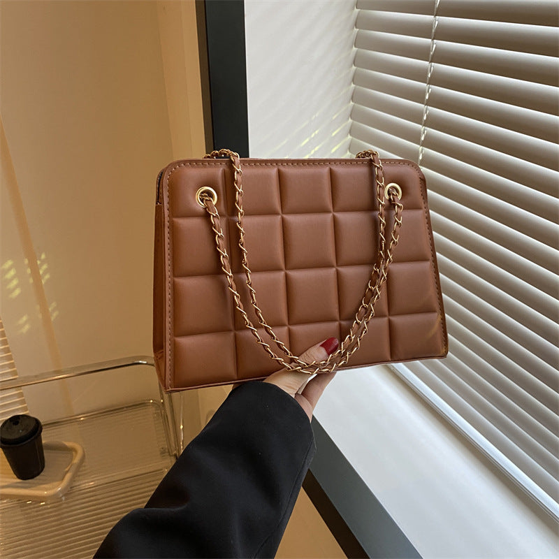 Plaid Bag Womens Small Diamond-Pattern Embroidered Grid Shoulder Bag