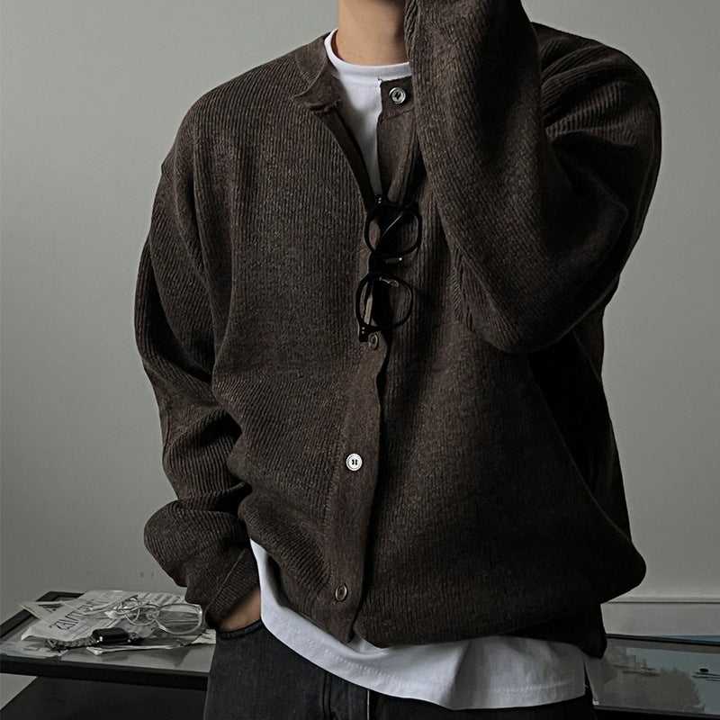Men's Round Neck Breasted Casual Workwear Sweater