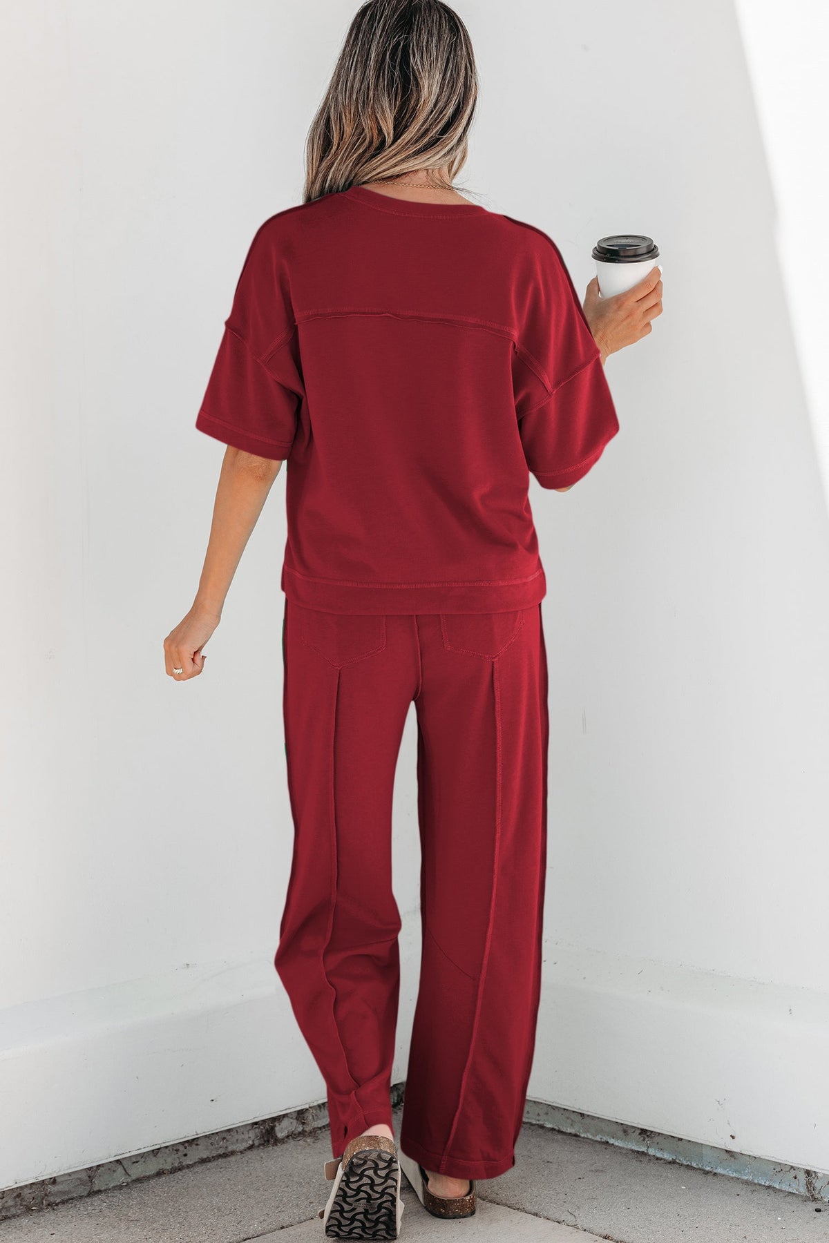 Women's Drop Shoulder Boxy Tee and Barrel Pants Set