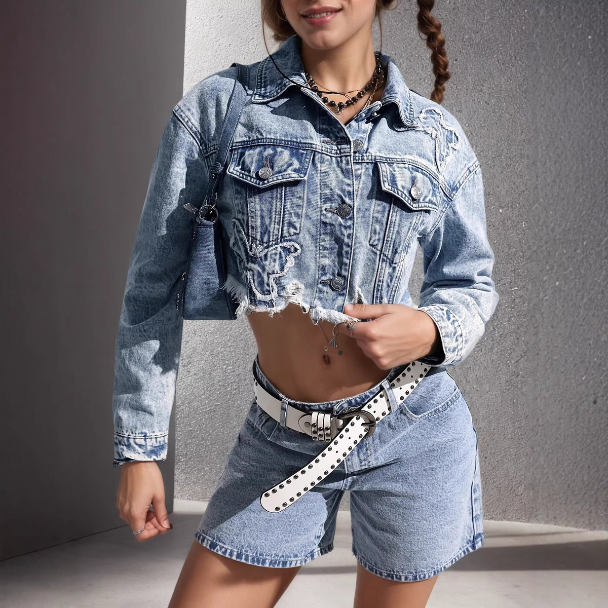 Womens Retro Slim-Fit Denim Jacket