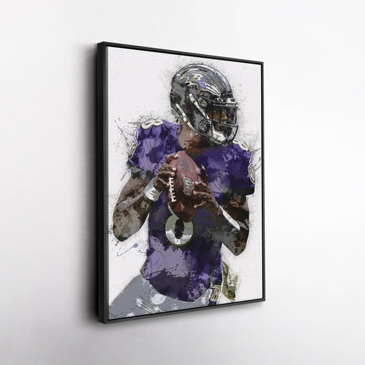 Lienzo de Lamar Jackson – Decoración de Pared de los Baltimore Ravens