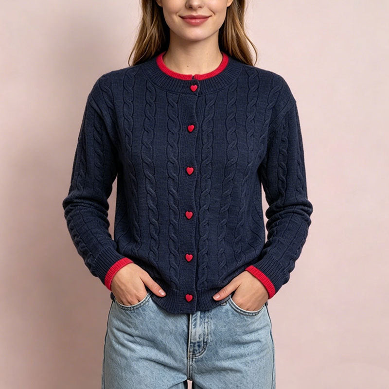 Autumn Sweater With Color-block Design Round Neck And Long Sleeves