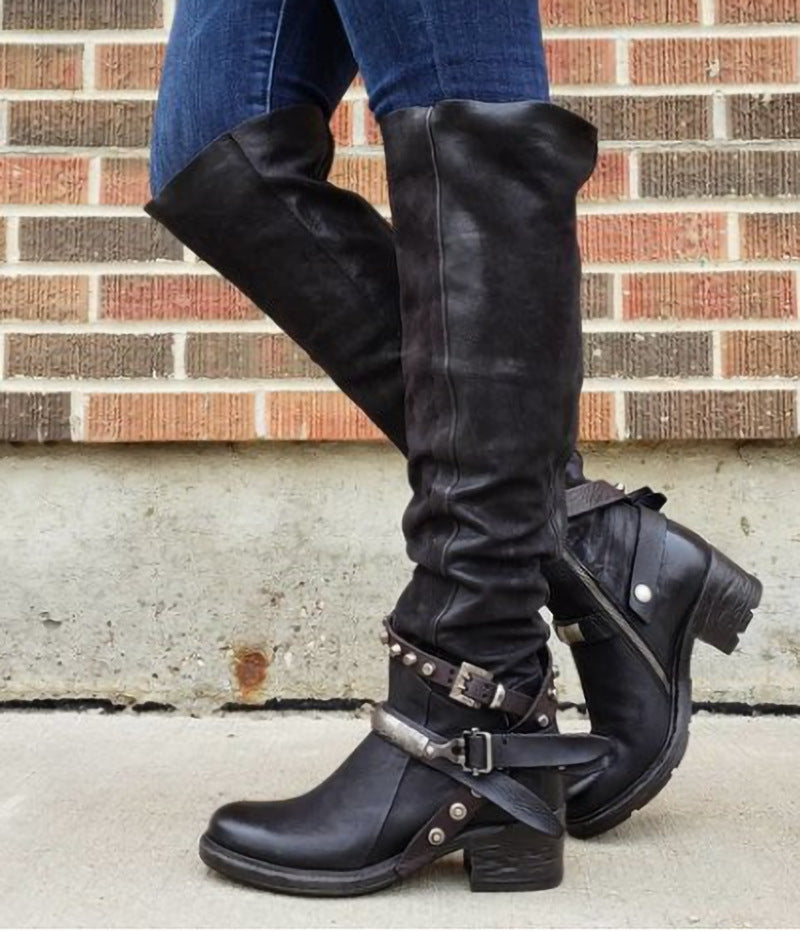 Women's Belt Buckle Over-the-Knee Boots