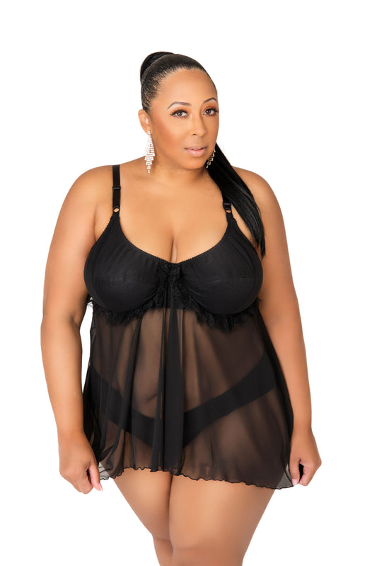 Baby Doll de Malla Fluida "Delicia de Gasa"