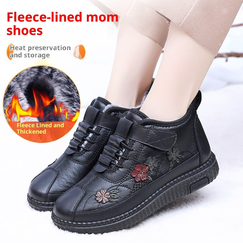 Women's Old Beijing Fleece-Lined Embroidered Flats