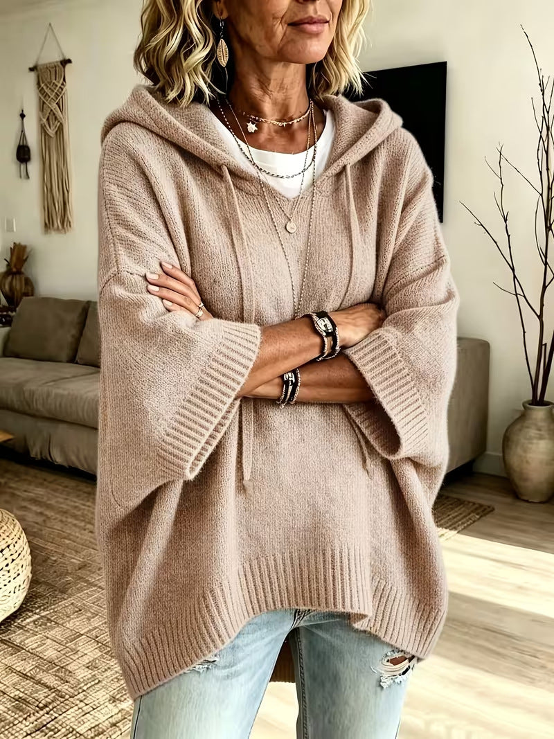 Hooded Batwing Knit Sweater New Fallwinter Style Loose-fitting