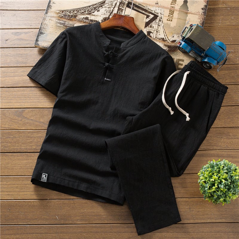 Chinese Style Short-Sleeved Linen Summer T-Shirt