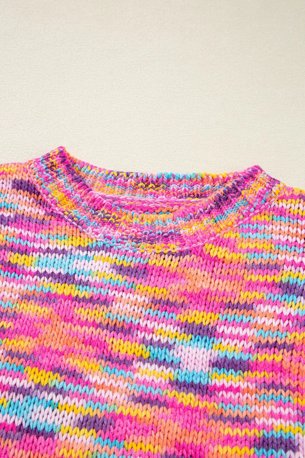 Colorful Knit Crew Neck Sweater