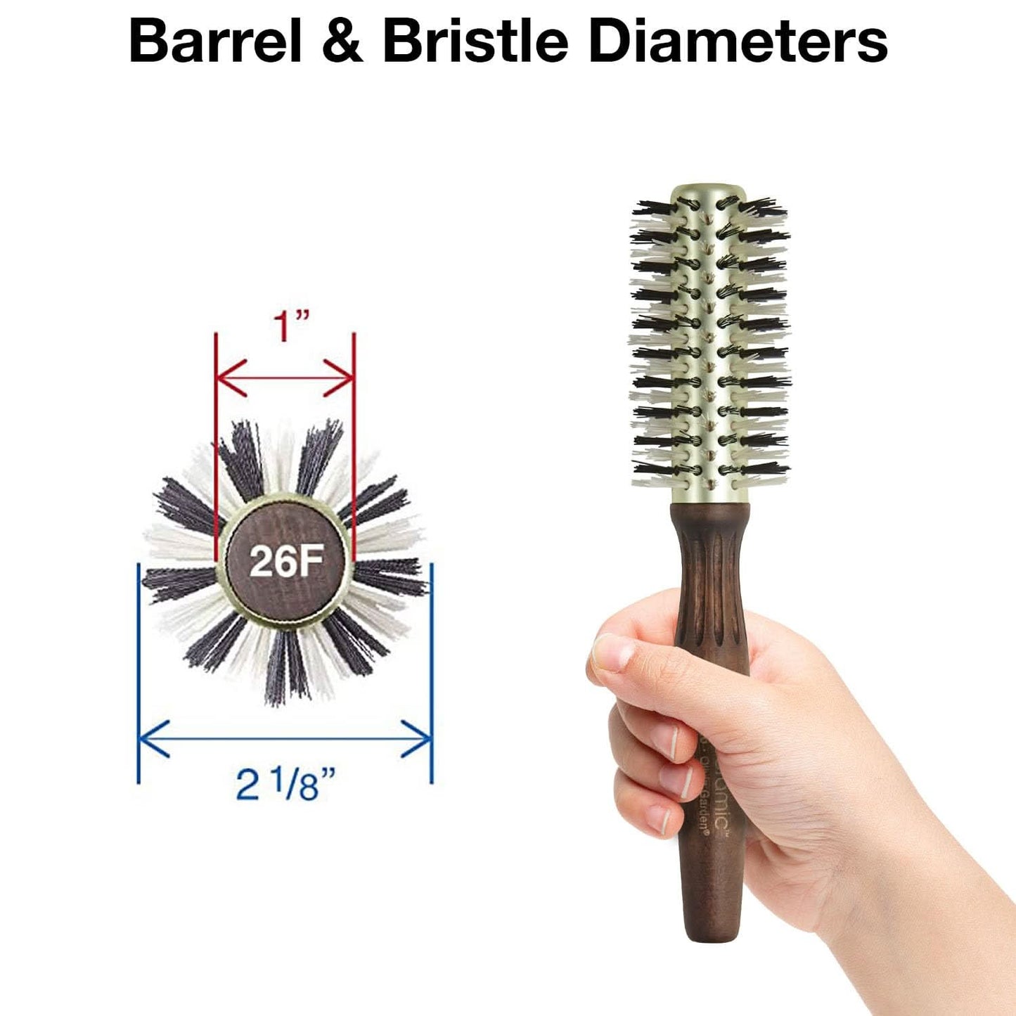 Olivia Garden Eco Ceramic Firm Bristles Round Thermal Hair Brush 2 1/8" - EC-26F
