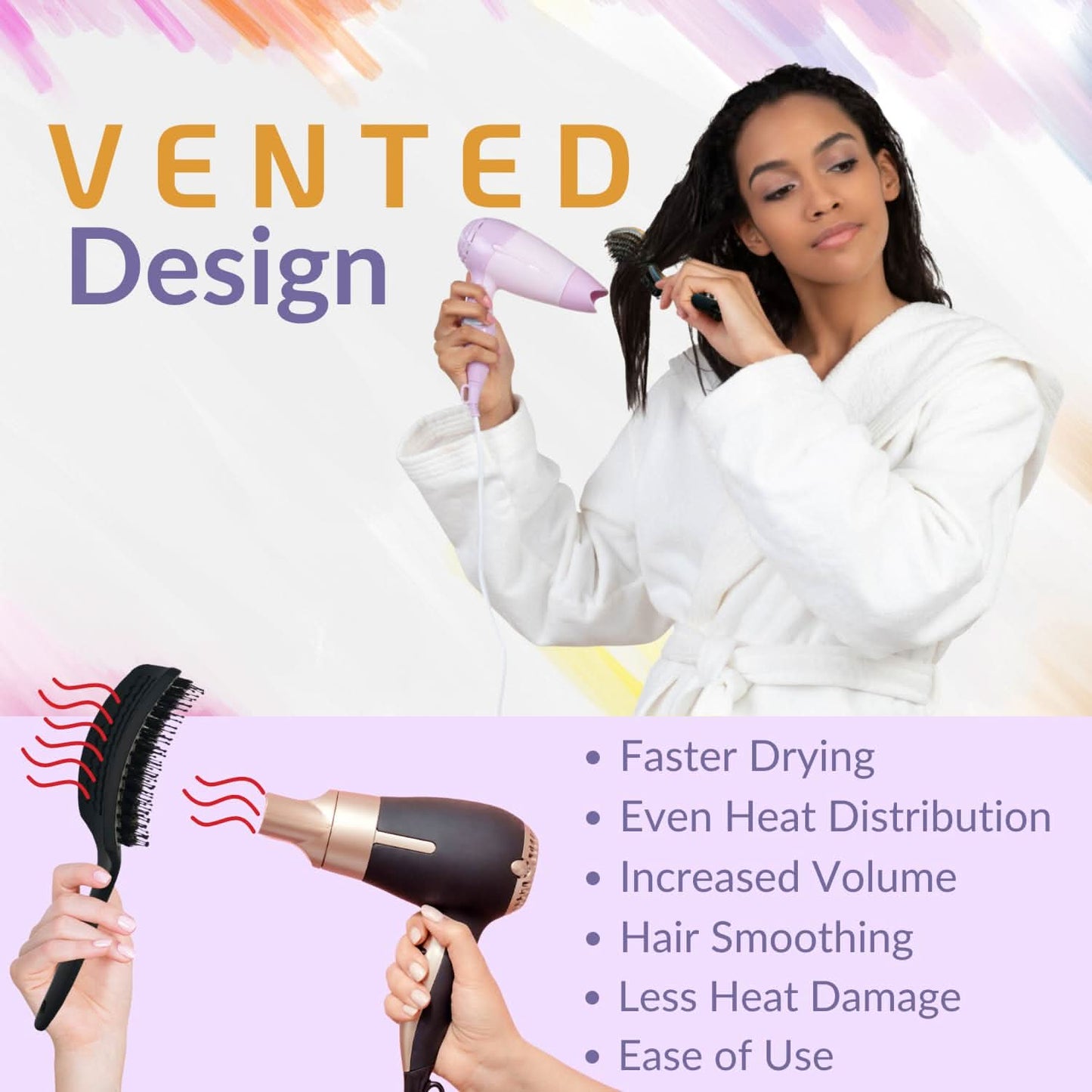 INATEKPRO Curved Vented Boar Bristle Detangler Brush - GREY | MEDIUM