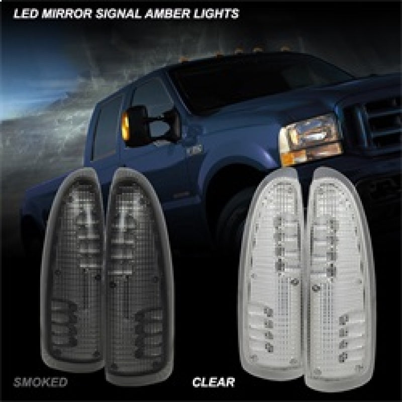 xTune Ford Superduty F250-F650 03-07 Lente de señal de espejo LED ámbar - Humo ACC-LED-FDSD99-MR-SM