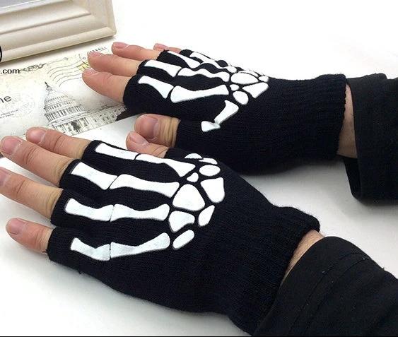 Men's Half Finger Skeleton Pattern Gloves