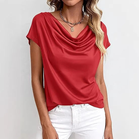 Casual, Fashionable Solid-color Short-sleeve Top