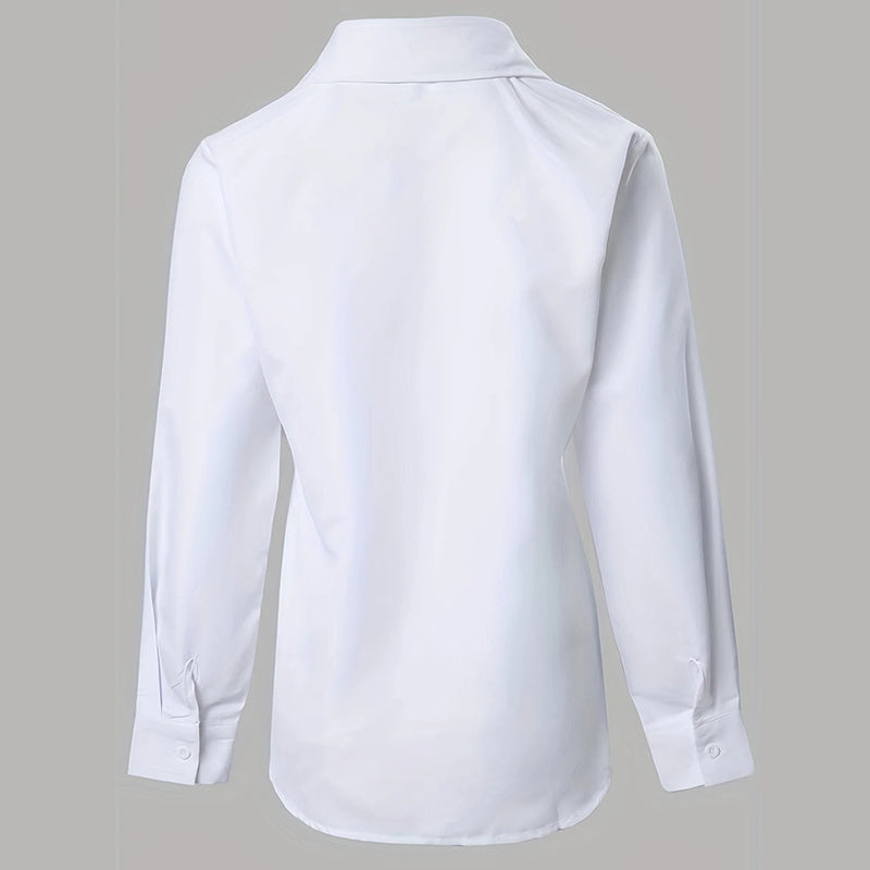 Blusa de mujer de manga larga con botones y encaje en contraste