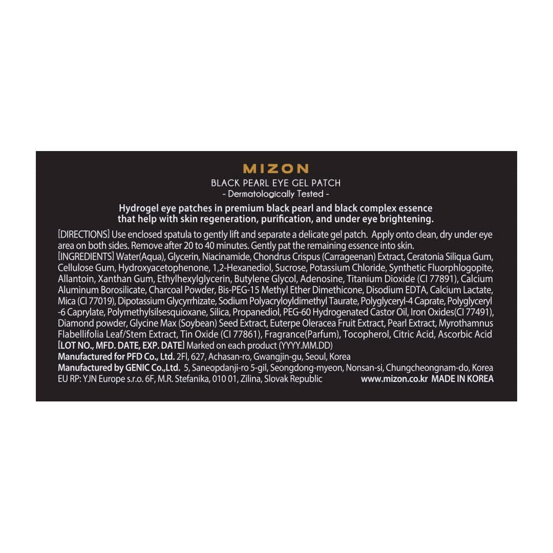 MIZON Black Pearl Eye Gel Patch Masks - 60 pieces
