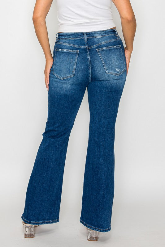 bytos Jeans Acampanados de Tiro Alto con Bolsillos