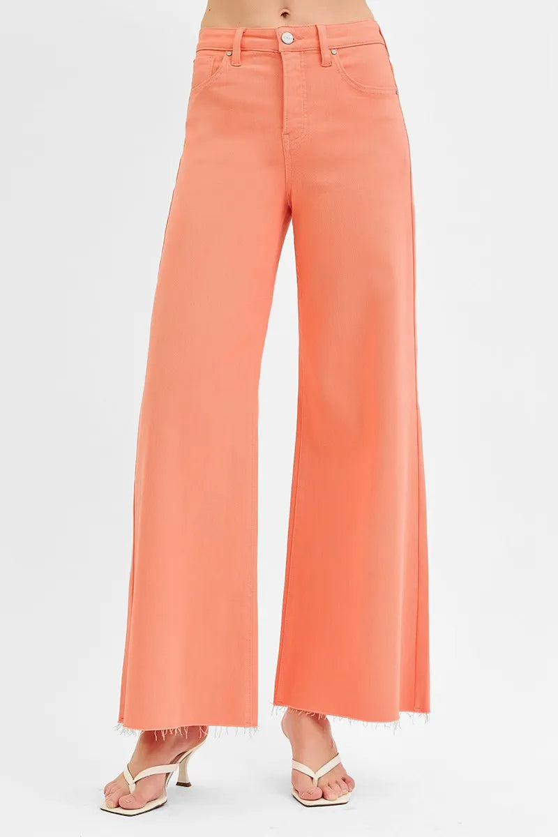 RISEN Jeans Palazzo de Pierna Ancha de Talle Alto con Control de Abdomen Talla Grande