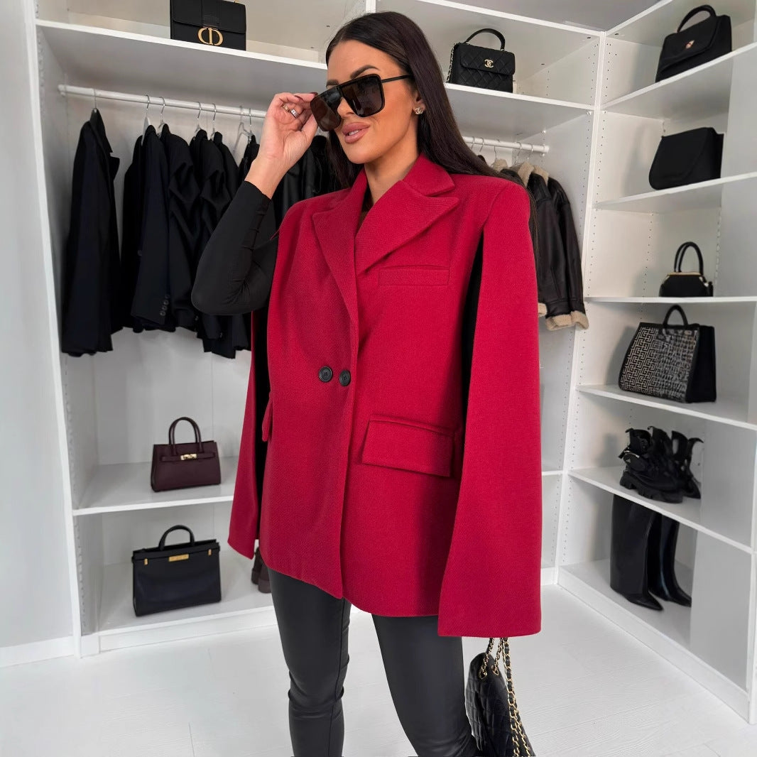 Abrigo tipo chal de color liso para mujer – Prenda exterior holgada tipo capa