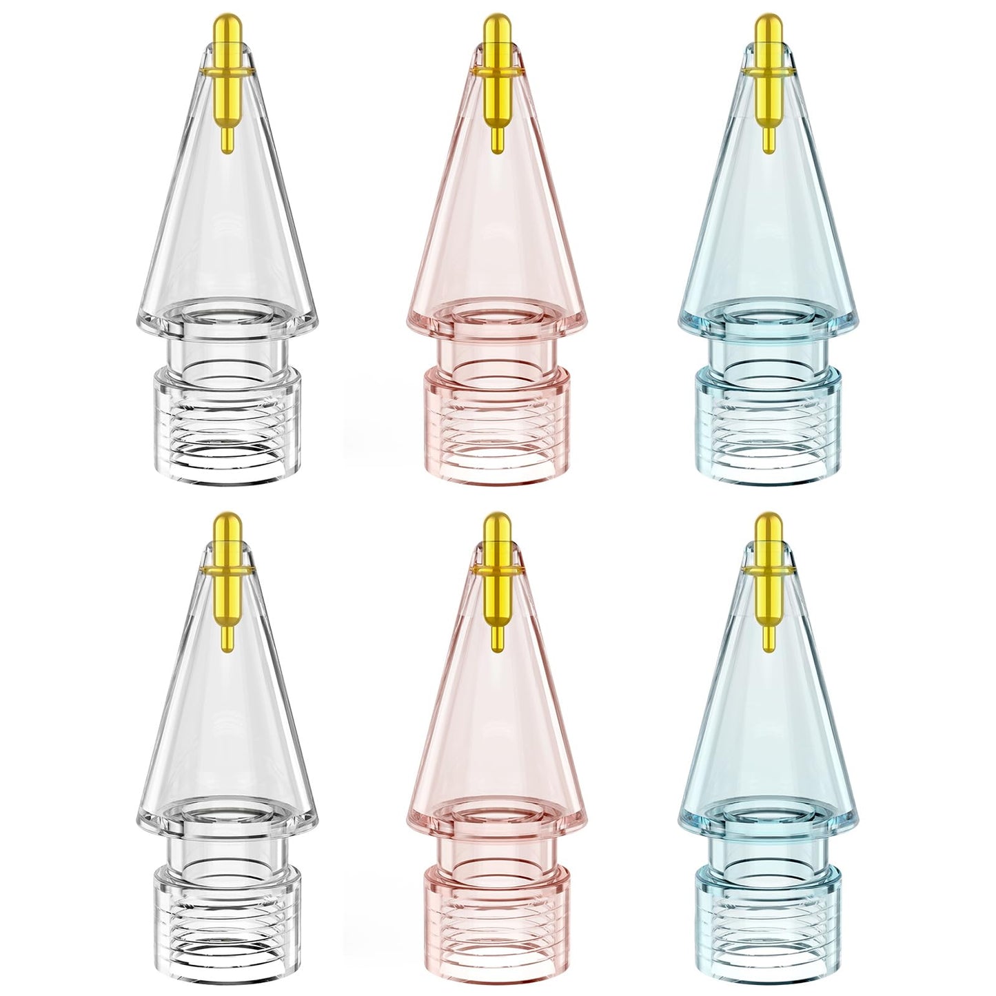 FAFALITHIC 6 Pack Clear Replacement Tips Compatible with Apple Pencil 2nd Generation Apple Pencil 1st Generation Apple Pencil USB-C & Apple Pencil Pro (Clear/Clear Pink/Clear Blue)