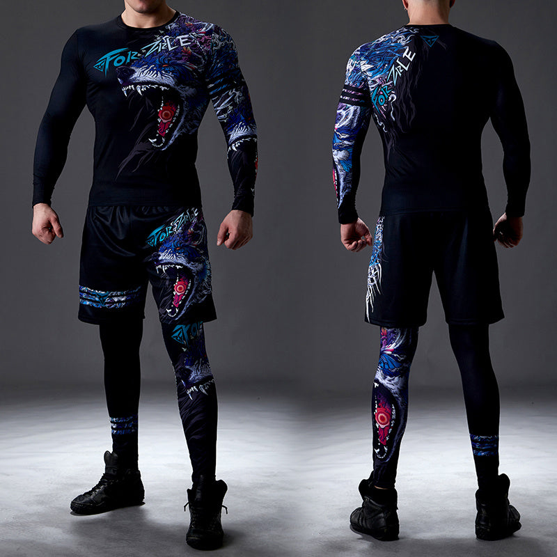 Traje de fitness de secado rápido y absorbente de sudor para hombres