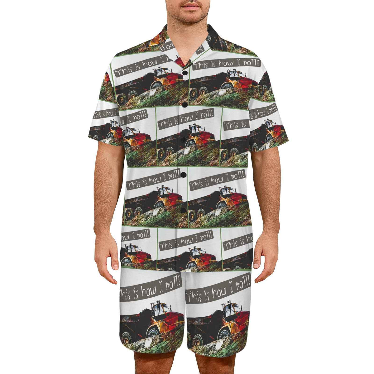Dump Truck This is How I Roll Men's V-Neck Short Pajama Set