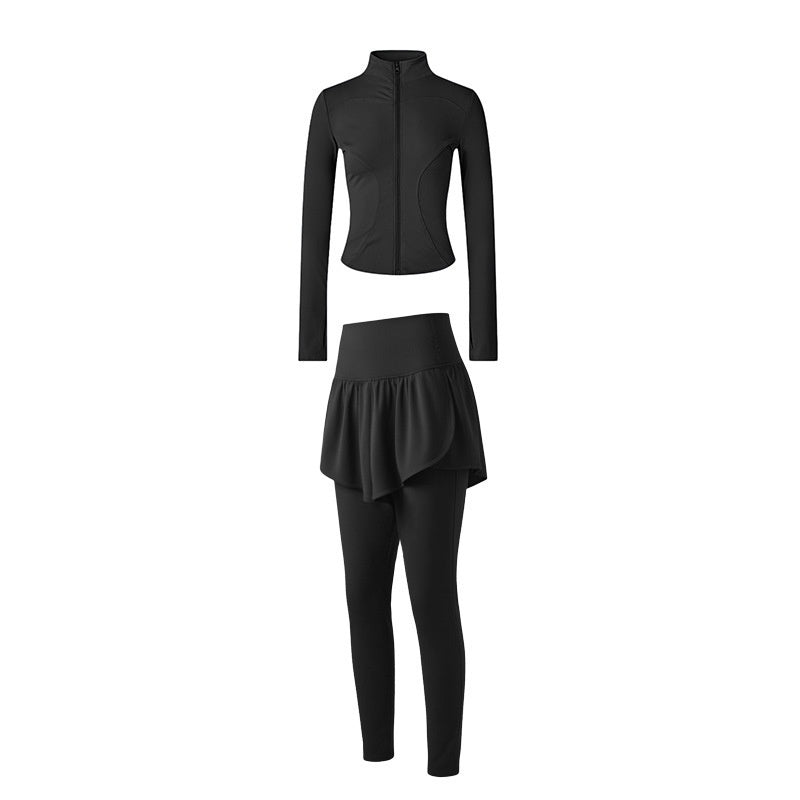 Long, Stand-collar Yoga Jacket For Womenideal For Pilates Outdoor Workouts And Running