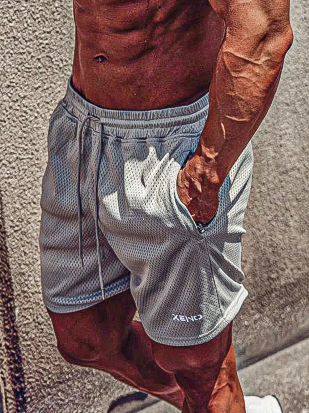 Pantalones cortos transpirables de talla grande para hombre con cordón