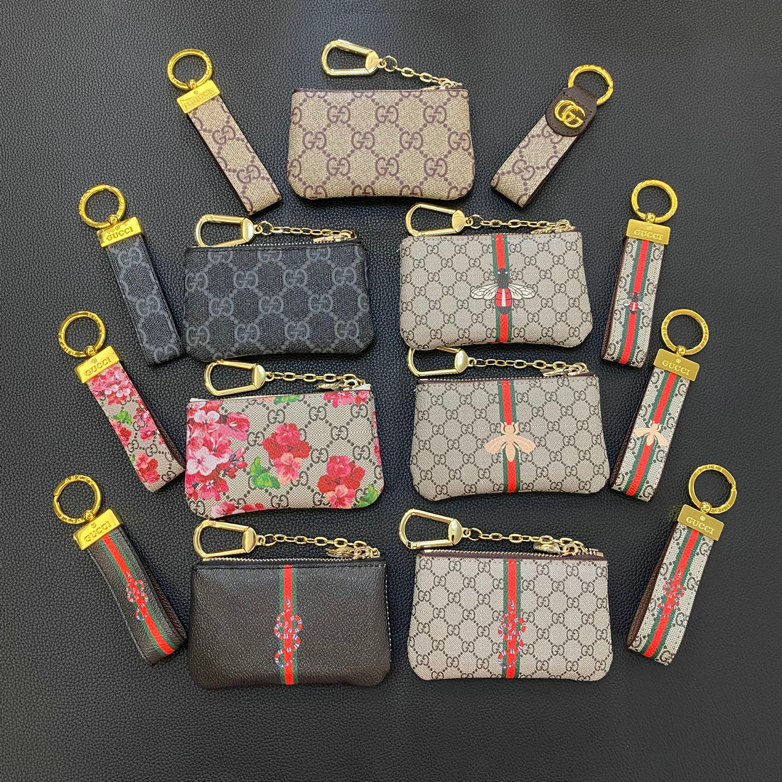 Set de regalo de moda (funda para iPhone+llavero+monedero+tarjetero+correa de reloj)