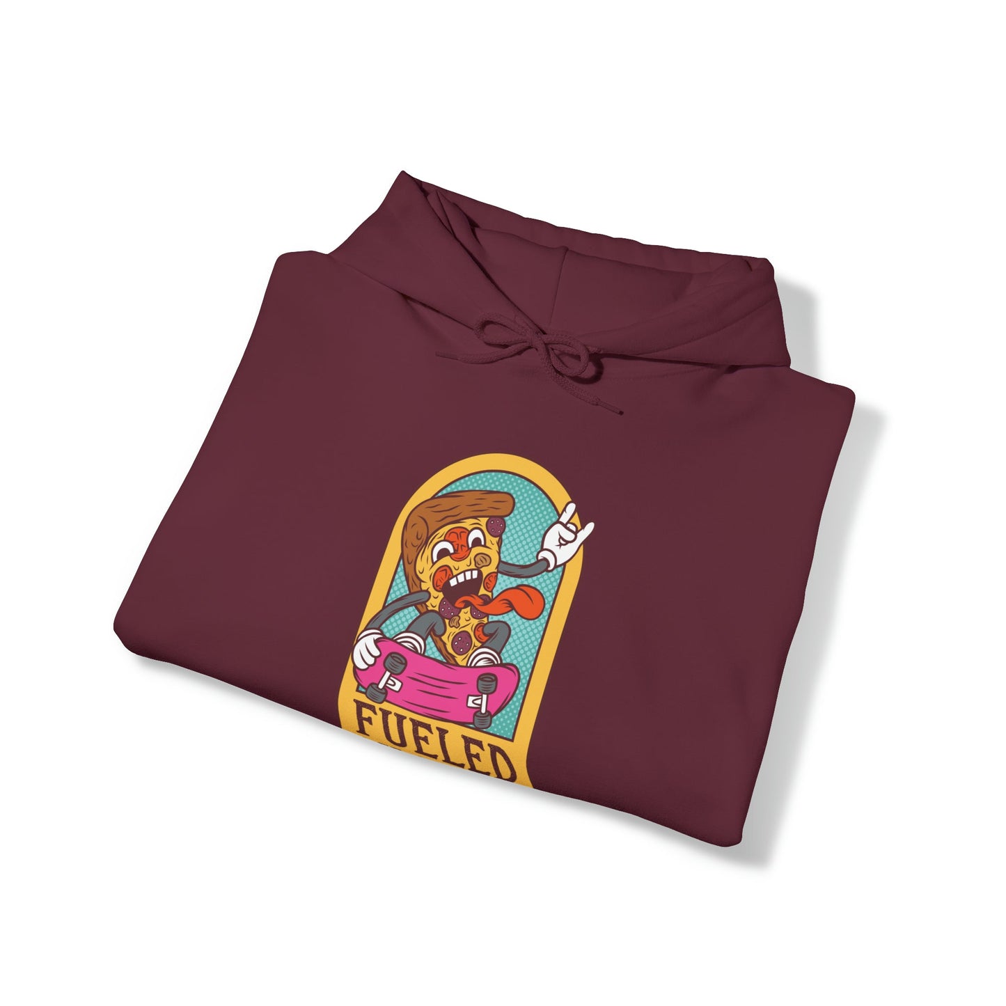 "Sudadera con capucha DirkyThreadz alimentada por pizza - Diseño gráfico divertido para amantes de la pizza"