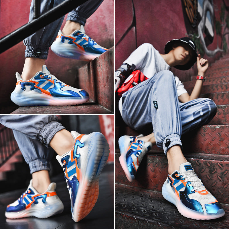 Casual Breathable Jacquard Luminous Plus Size Trendy Shoes Round Toe See size chart under “more details”