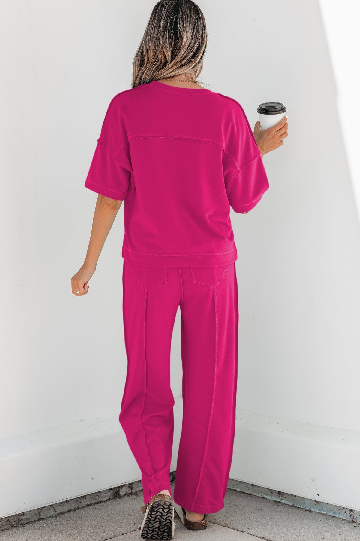 Women's Drop Shoulder Boxy Tee and Barrel Pants Set
