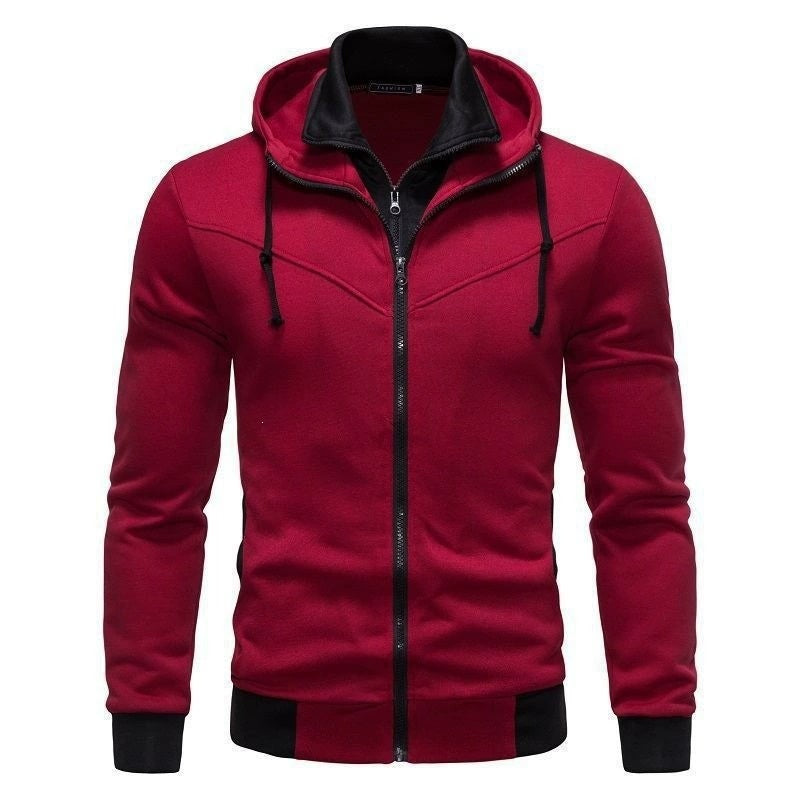 New Autumn Winter Solid Color Fleece Lined Loose Hooded Jacket, Double Zipper Long Sleeve Casual Top For Cross-border Sale