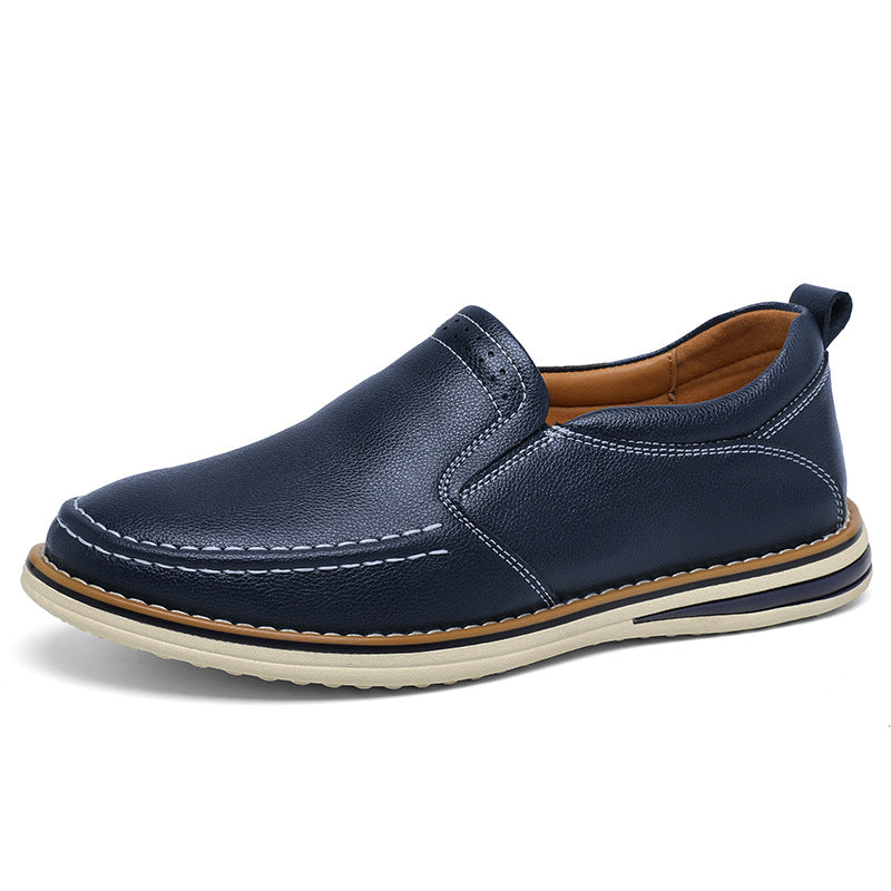 Hand-sewn Casual Leather Slip-on Bean Flats