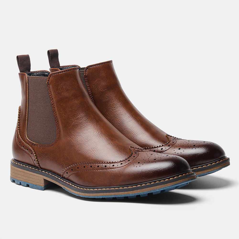 Men's Mid-top Carved Casual Brogue Retro Boots
