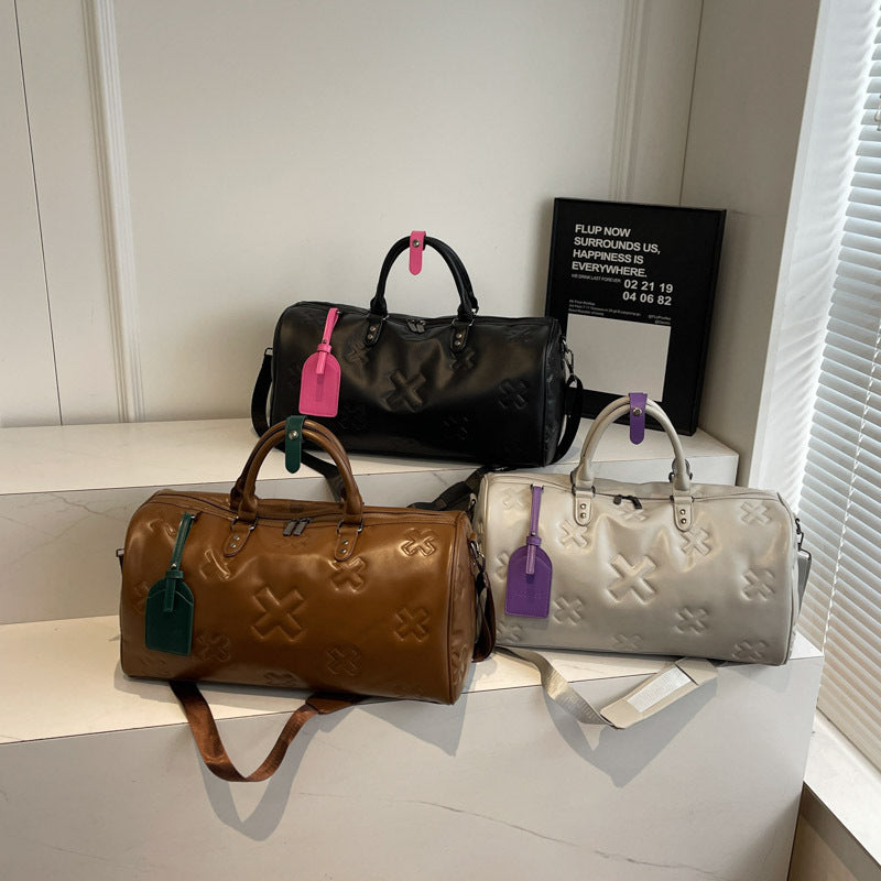 PU Embossed Travel Bag Women's Large Capacity