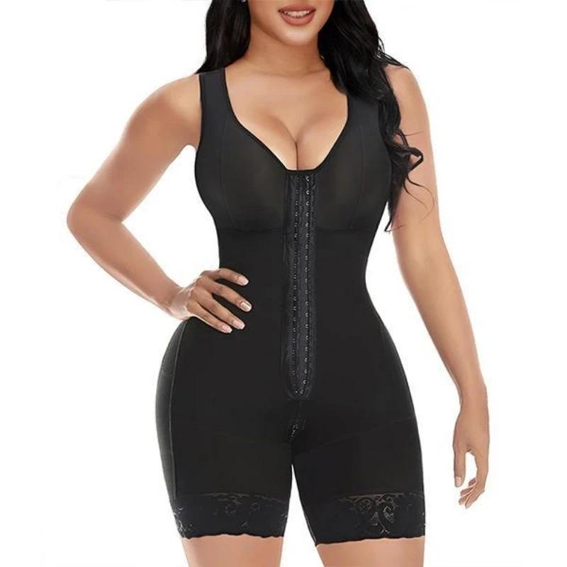 Colombian Women's Full Coverage Zipper Crotch Compression Body Shaper After Tummy Tuck And Butt Lift Surgery