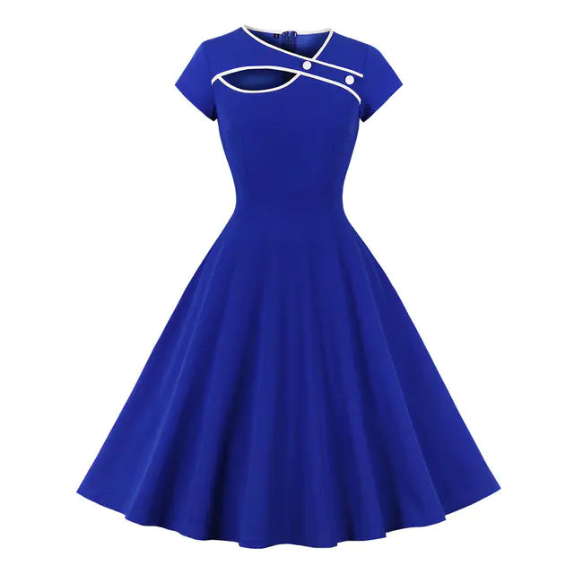 Elegant 1950s Embroidered Mesh Retro Party Dress
