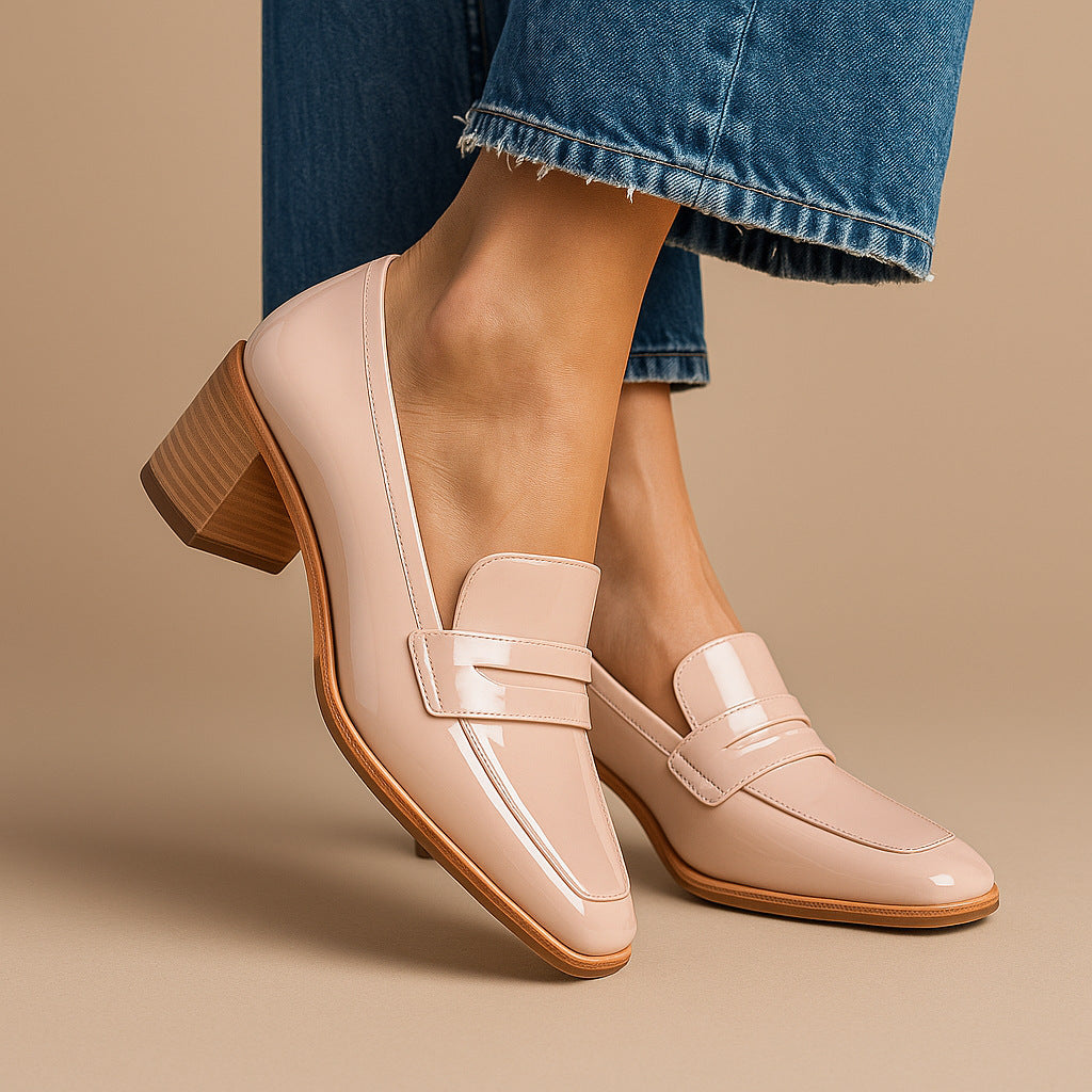 Zapatos de moda para mujer con punta cuadrada sin cierre y extragrandes