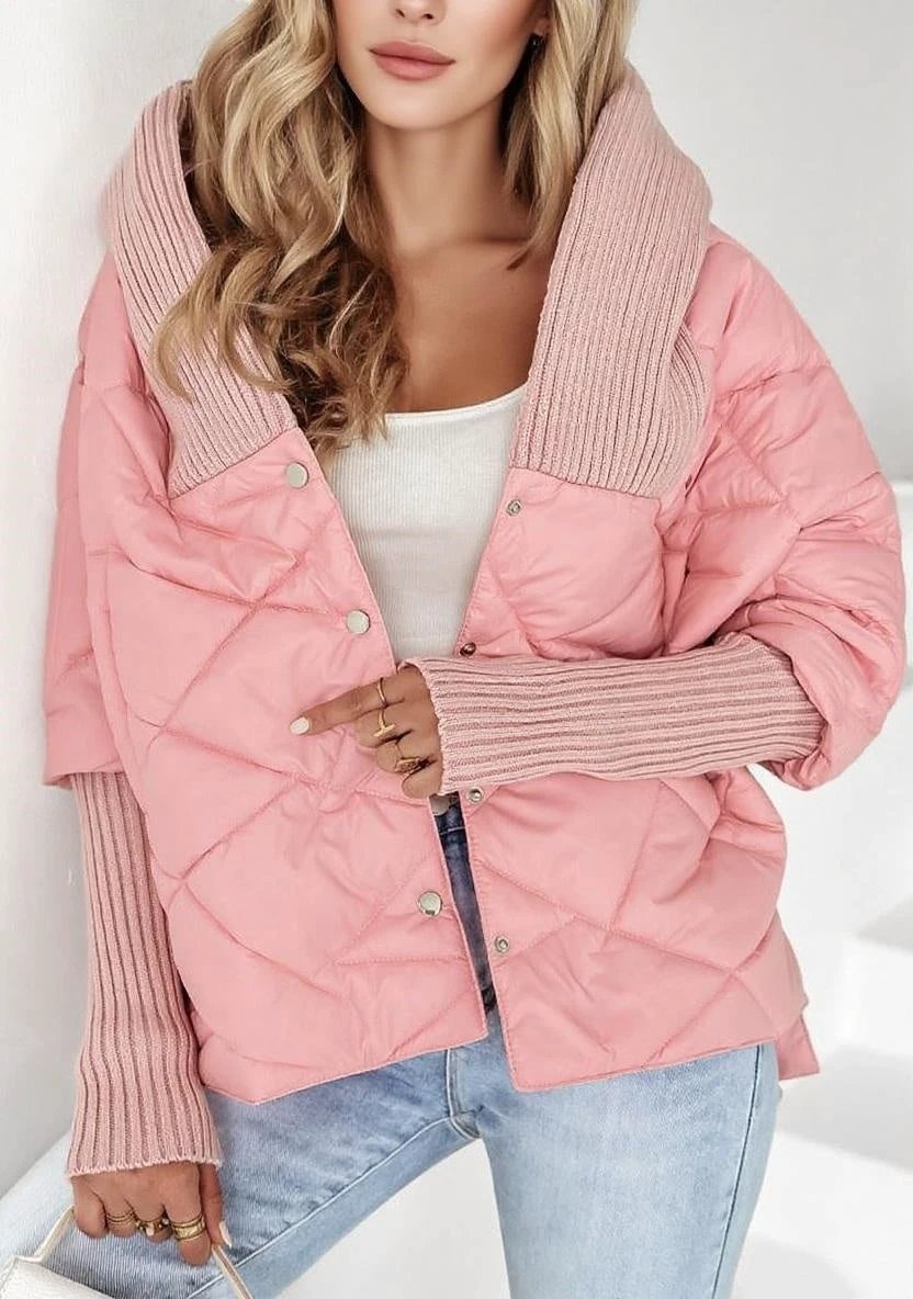 Women's Diamond Lattice Hooded Casual Long Sleeve Coat