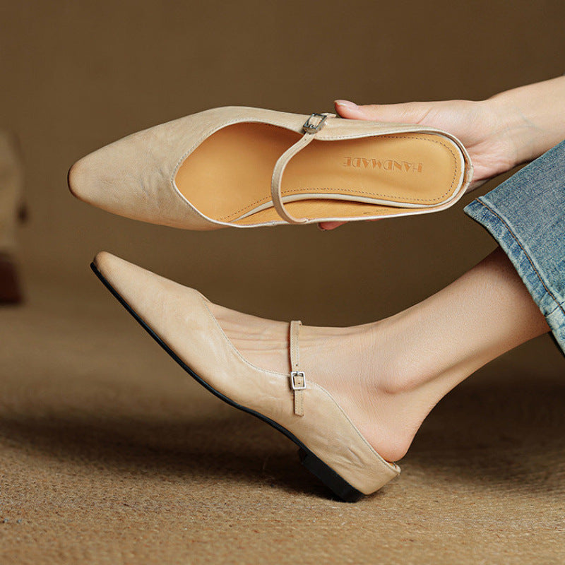 Women's Closed Toe Cowhide Slippers