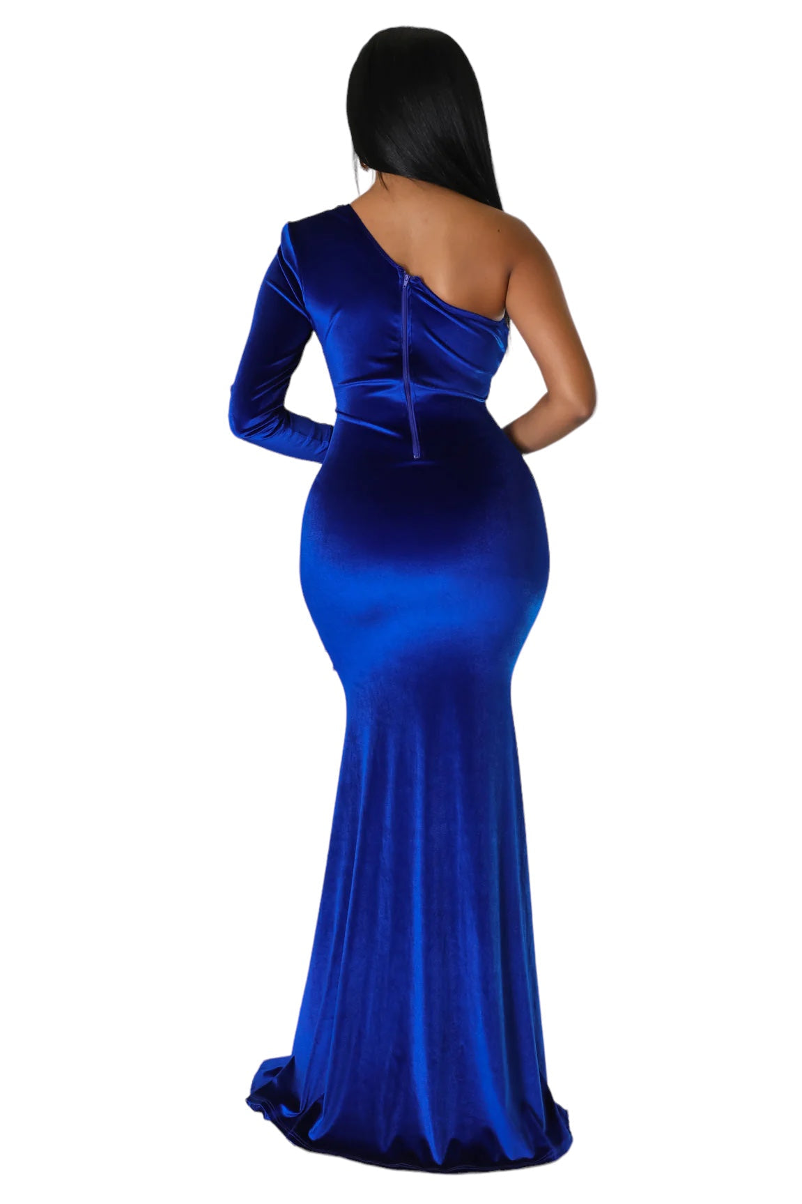 Vestido de cóctel de terciopelo con un solo hombro