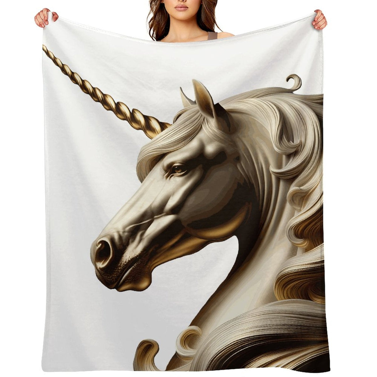 Golden Unicorn Flannel Throw Blanket for Bedroom - 30"×40"