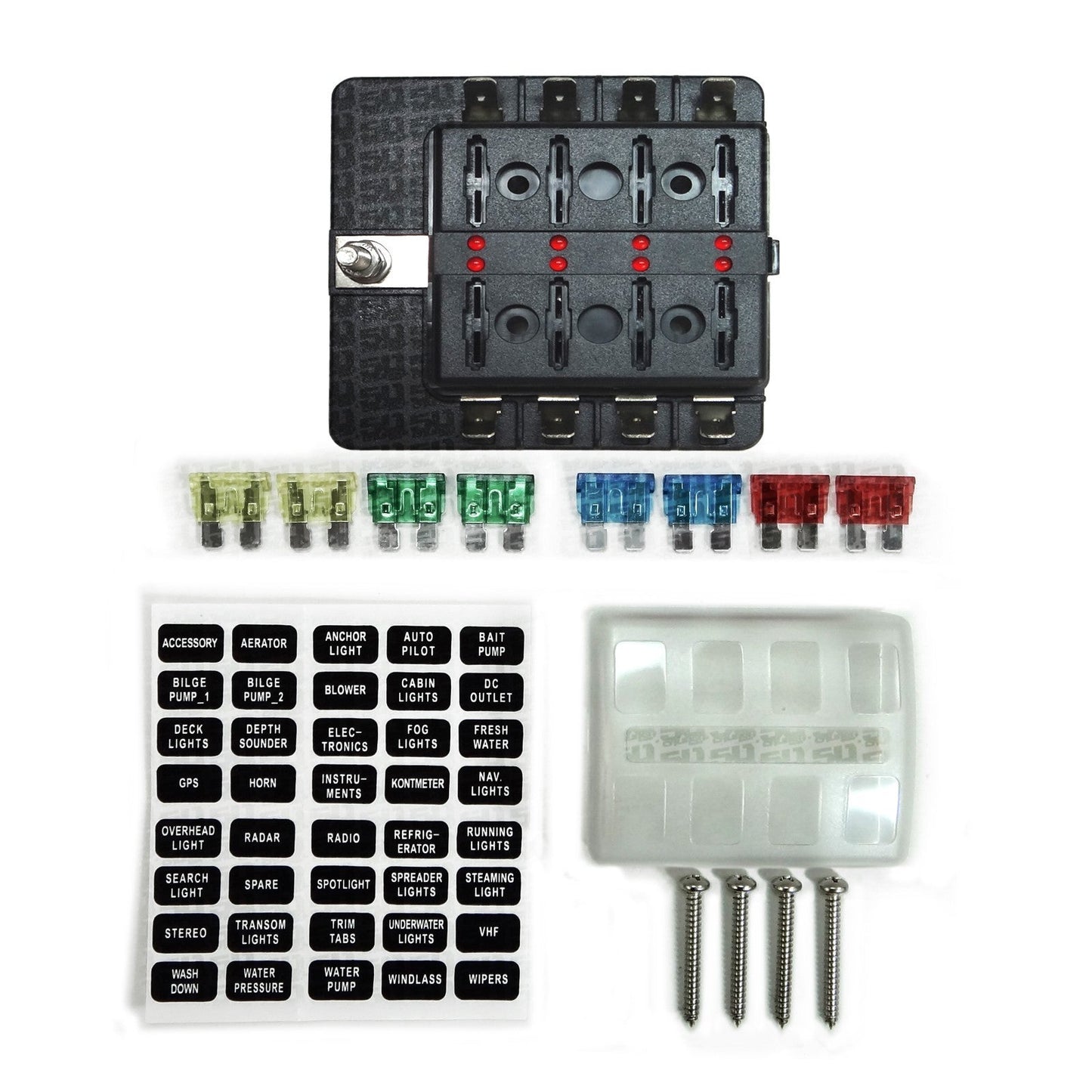8 Way Standard LED Circuit Blade Fuse Box