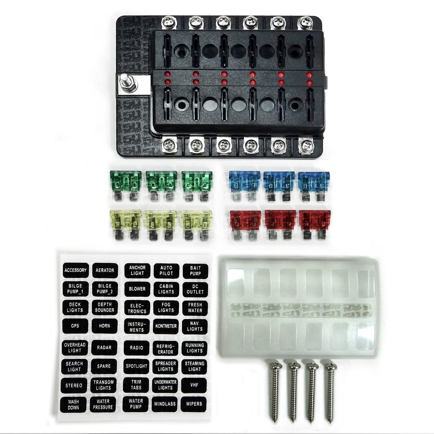 12 Way Standard LED Circuit Screw Fuse Block
