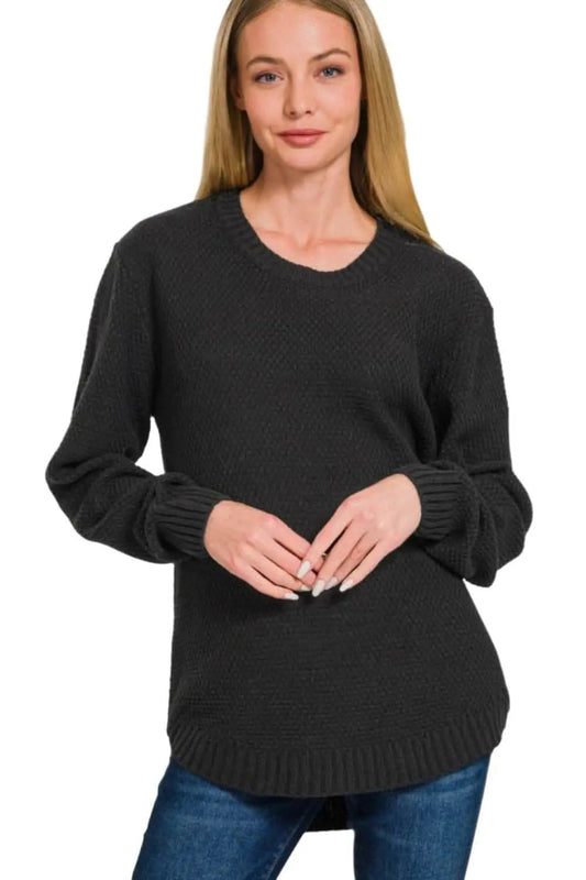Suéter de punto para mujer - Dobladillo curvo cómodo - Estilo Zenana