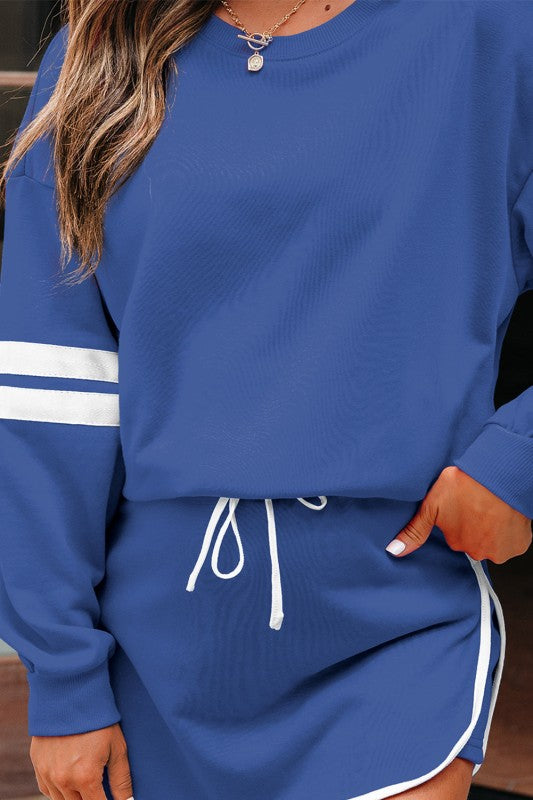 Conjunto de jersey y minifalda Varsity Stripe