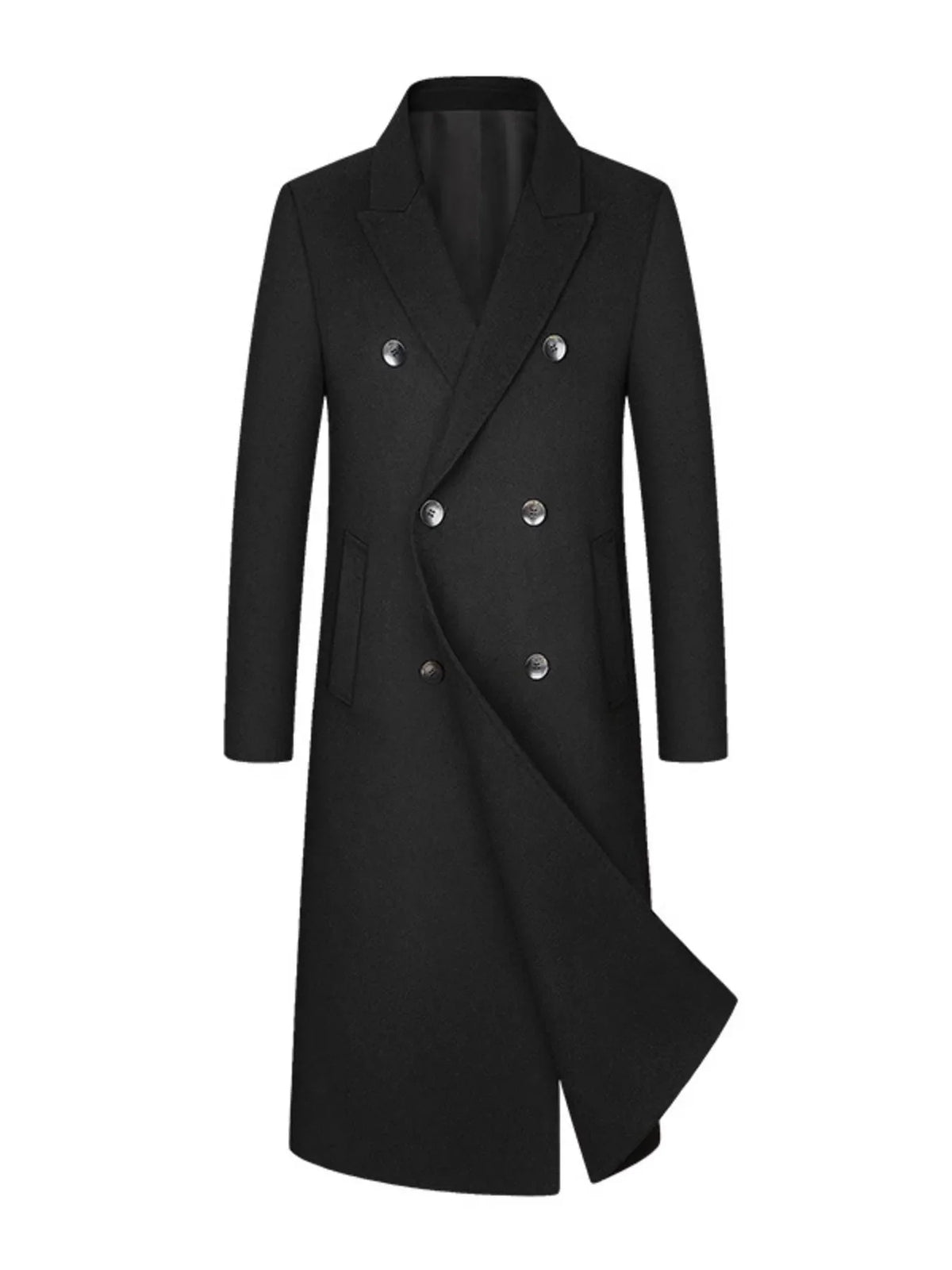 Men's Plus Size Double-Breasted Longline Coat