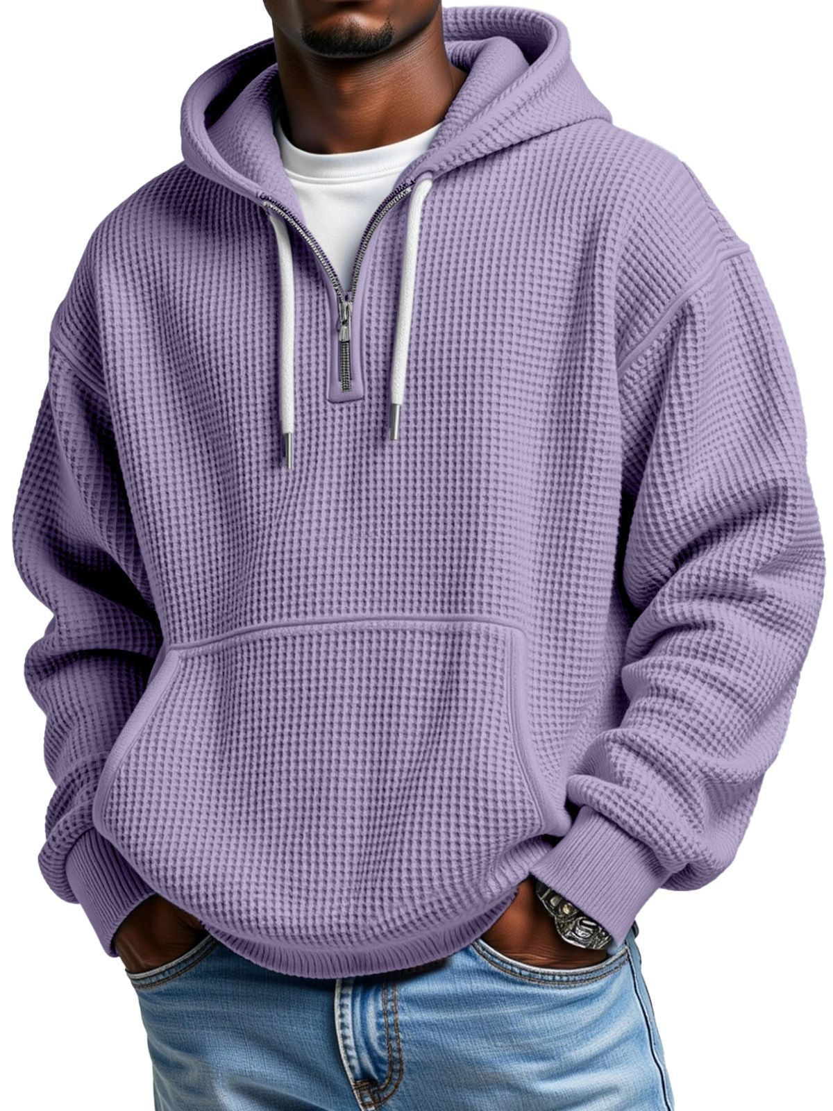 Autumn And Winter New Amazon Independent Station Fashion Sports Trendy Brand Men's Tops Waffle Hooded Sweatshirt